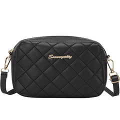 Embroidered Thread Shoulder Bag Soft Leather Crossbody Vintage Square