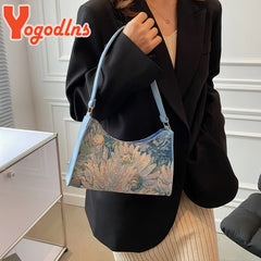 Oil Painting Shoulder Bag For Women Spring Armpit Handbag