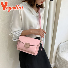 Braided Strap Women PU Leather Crossbody Bags Solid