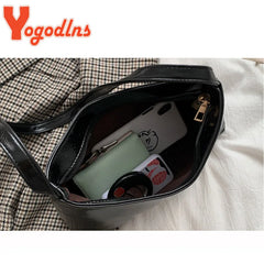 Women's PU Leather Shoulder Bag Solid Handbag Lady Crossbody Bag