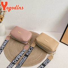 Women's PU Leather Shoulder Bag Wide Shoulder Strap Crossbody Bag