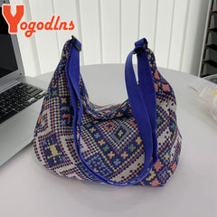 Geometric Pattern Shoulder Bag Large Capacity Canvas Handbag Totes Purse