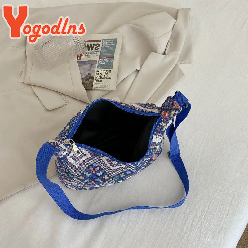 Geometric Pattern Shoulder Bag Large Capacity Canvas Handbag Totes Purse