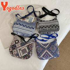 Geometric Pattern Shoulder Bag Large Capacity Canvas Handbag Totes Purse
