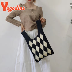 Women's Plaid Wool Shoulder Bag Wintter Handbag