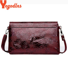 Flower Embossed Shoulder Bag Envelope Crossbody Purse