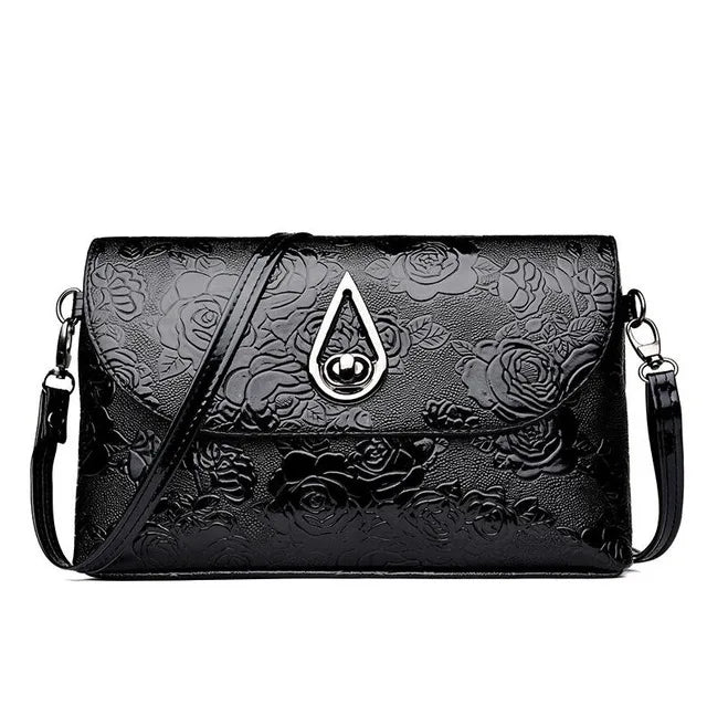 Flower Embossed Shoulder Bag Envelope Crossbody Purse