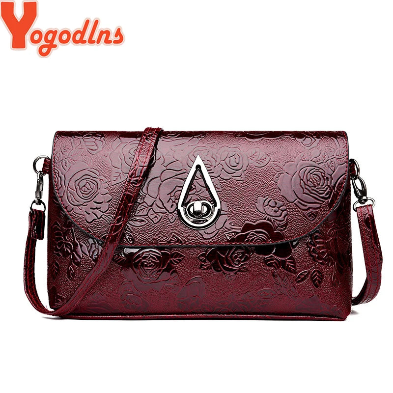 Flower Embossed Shoulder Bag Envelope Crossbody Purse