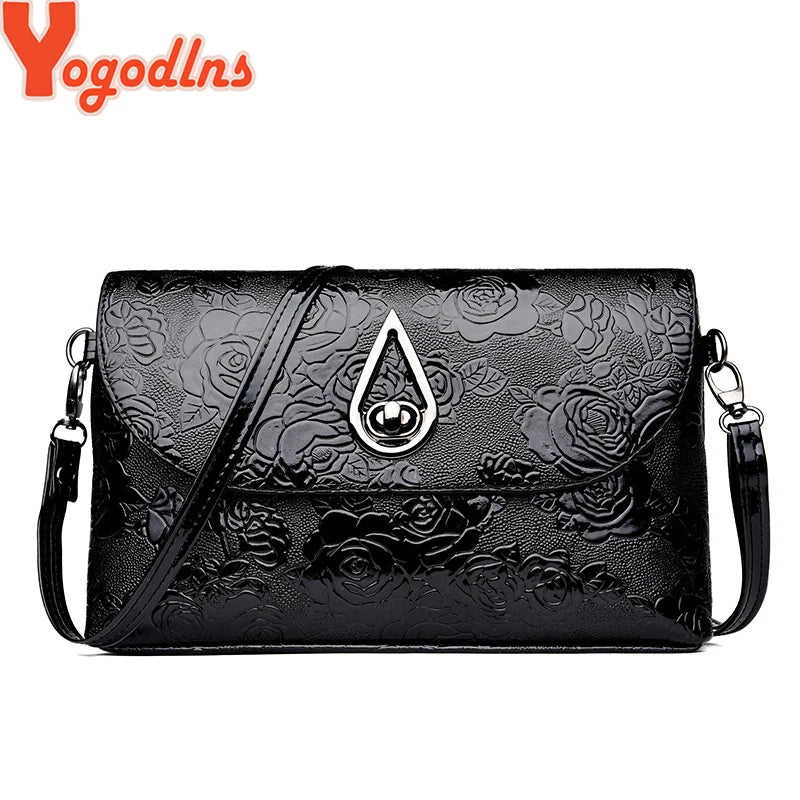 Flower Embossed Shoulder Bag Envelope Crossbody Purse