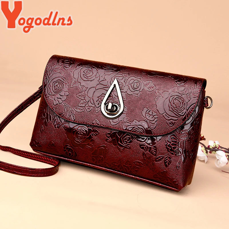 Flower Embossed Shoulder Bag Envelope Crossbody Purse