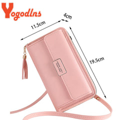 Women's PU Leather Long Wallet Flap Handbag Crossbody Bag