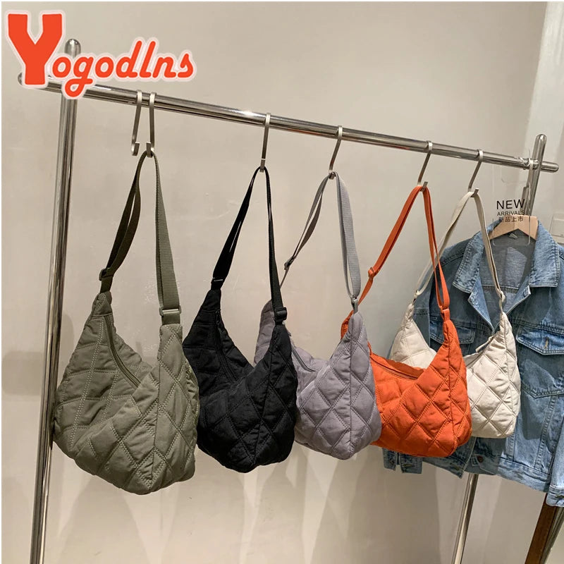 Quilted Nylon Women's Shoulder Bag Large Capacity Crossbody Bag
