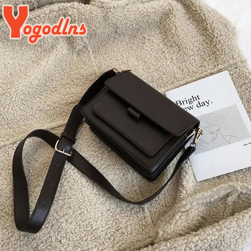 Vintage Shoulder Messenger Bag For Women PU leather Small Square Bag