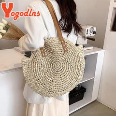 Women Large Straw Shoulder Bag Tassel Beach Handbag