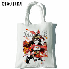Yoimiya Anime Women Canvas Shopper Bag Large Tote Handbag