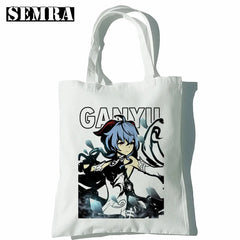 Yoimiya Anime Women Canvas Shopper Bag Large Tote Handbag