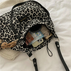 Leopard Shoulder Bag Reusable Shopping Bags Underarm Pack Casual Tote