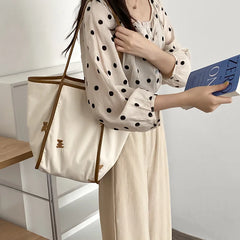 Bear Embroidery Canvas Shopping Bag Eco Handbag