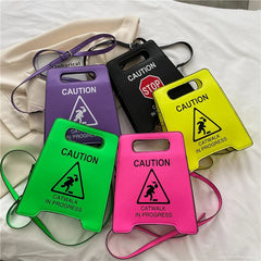 Creative Caution Letters Sign Fluorescence Shoulder Bag