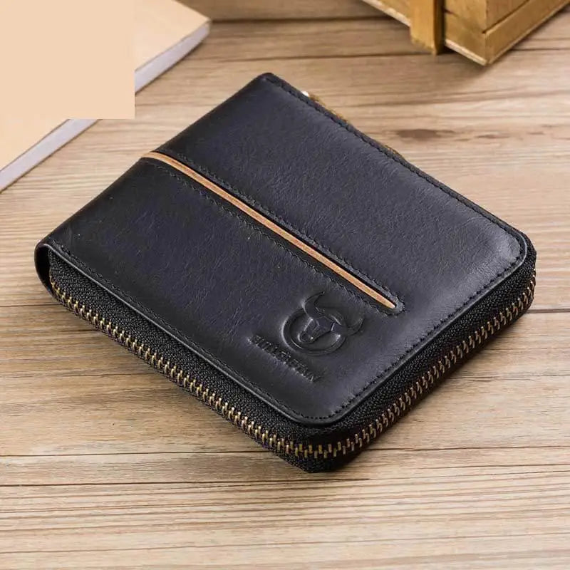 Men Leather Wallets Casual Short Cowhide Purse Multi-card Wallet