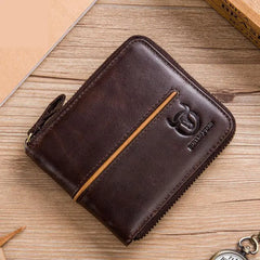 Men Leather Wallets Casual Short Cowhide Purse Multi-card Wallet
