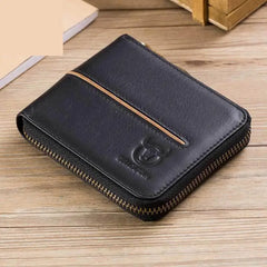 Men Leather Wallets Casual Short Cowhide Purse Multi-card Wallet
