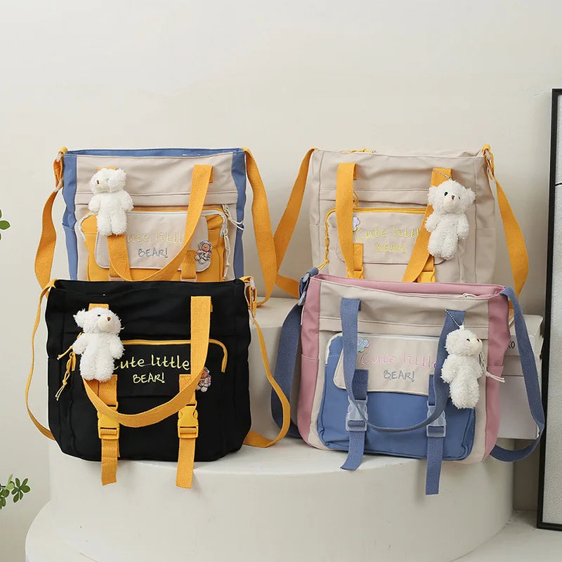 Youth Female Canvas Handbags Shoulder Bags Messenger Bag Student Tote Crossbody