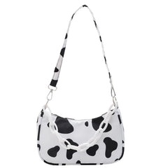 Youth Ladies Cow Print Nylon Bag with Chain Zipper