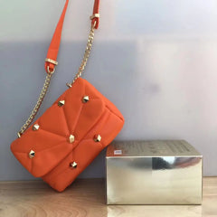 ZA Women's Shoulder Bags Small Square Bag Rivet Quilted Handbags Crossbody Purse