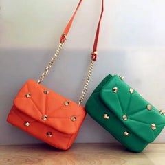 ZA Women's Shoulder Bags Small Square Bag Rivet Quilted Handbags Crossbody Purse
