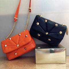 ZA Women's Shoulder Bags Small Square Bag Rivet Quilted Handbags Crossbody Purse