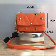 ZA Women's Shoulder Bags Small Square Bag Rivet Quilted Handbags Crossbody Purse
