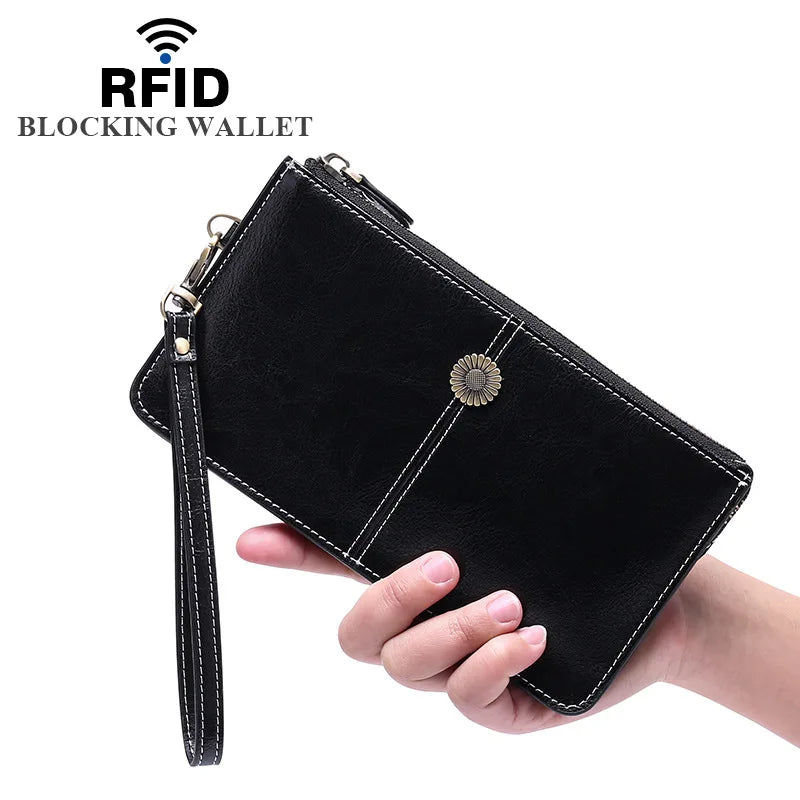 Zency Small Leather Wristlet Clutch Purse Bag