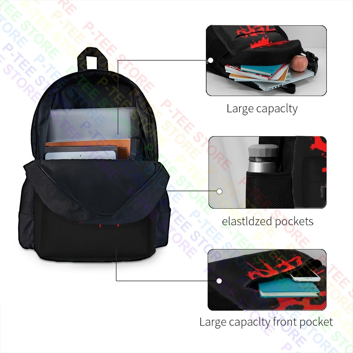 Zero Skateboard Blood Skull Backpack: Large Capacity Beach & Gym Bag