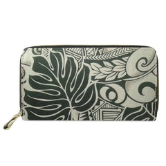 Polynesian Tribal 3D Printed Zipper Purse Women Long Clutch Wallet