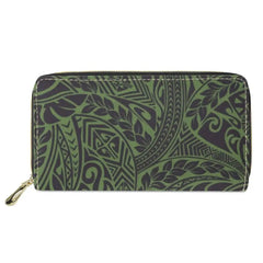 Polynesian Tribal 3D Printed Zipper Purse Women Long Clutch Wallet
