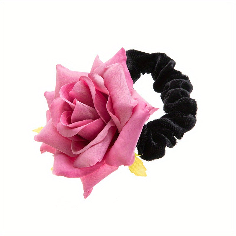 Rose Hair Tie Fabric Colorful Hair Rope Vacation Beach Style Ponytail Holder