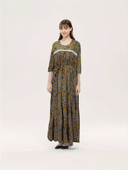  Tropical Print Boho Kaftan Maxi Dress