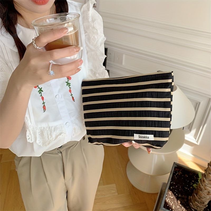 Striped Cosmetic Bag Portable Travel Bag Skin Care Products Storage Bag