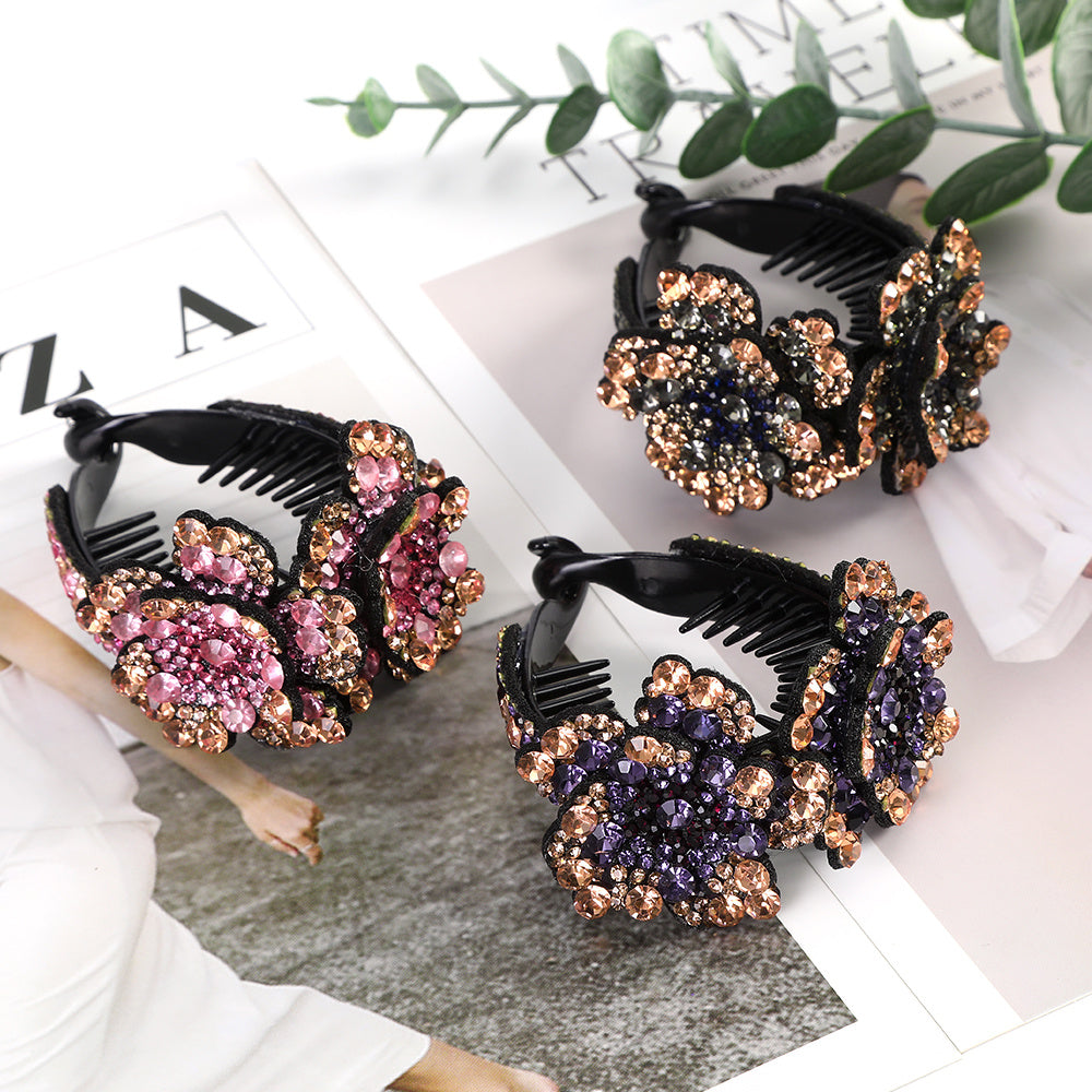 Rhinestone Flower Hair Clip for Women Birthday