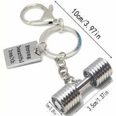 Fitness Dumbbell Keychain Metal Backpack Buckle Sports Key Chain for Men