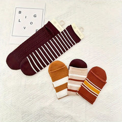 Women's Striped Crew Socks Soft Mid Tube Stockings