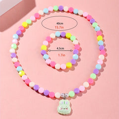 Colorful Acrylic Flower Necklace and Bracelet Jewelry Set