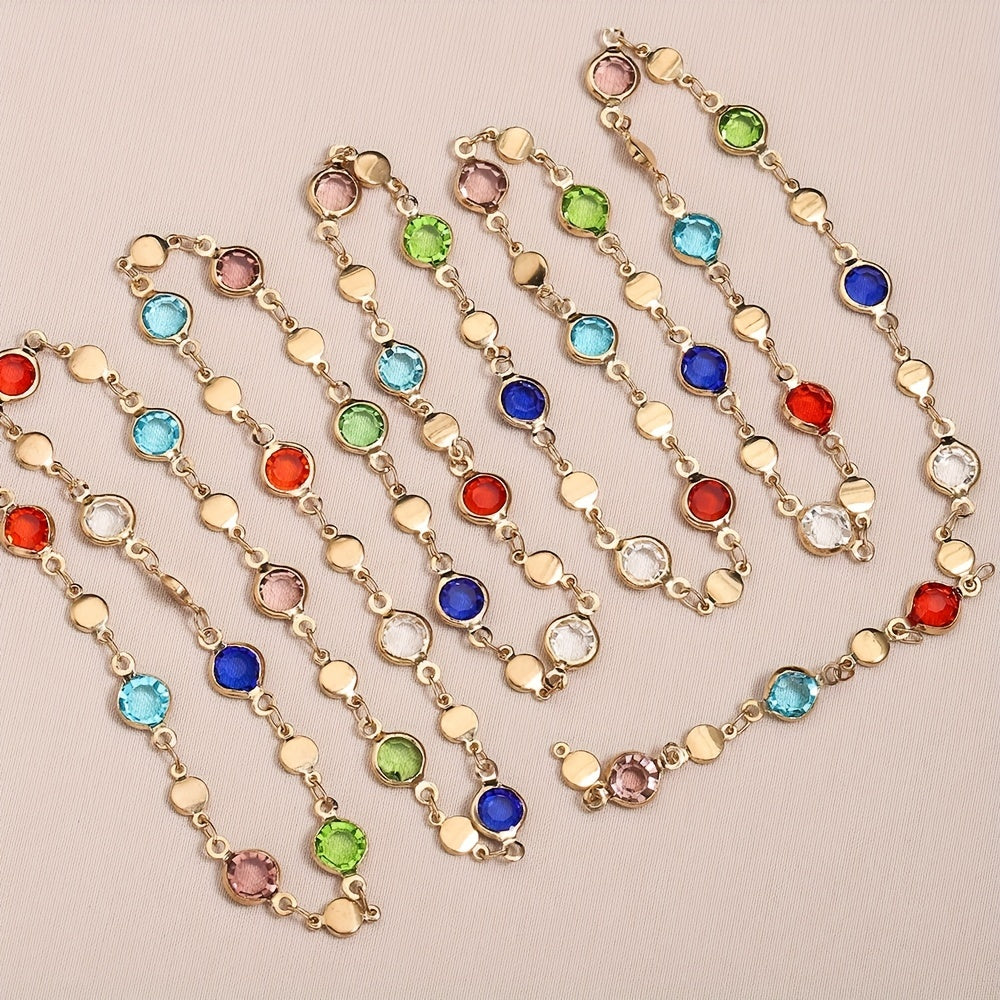 1 Meter Colorful Round Crystal Clip Copper Chain Diy Bracelet Necklace