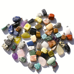Crystal Stone Charms Set Chakra Beads Pendants with Leather Necklace Chain