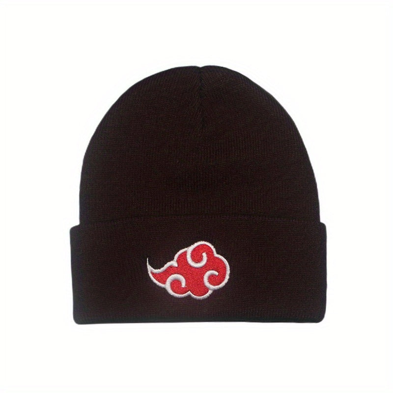 Red Cloud Embroidery Woolen Pullover Hat