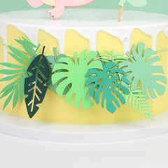 4pcs Dinosaur & Leaf Cake Topper - Green Birthday Christmas Halloween Gift