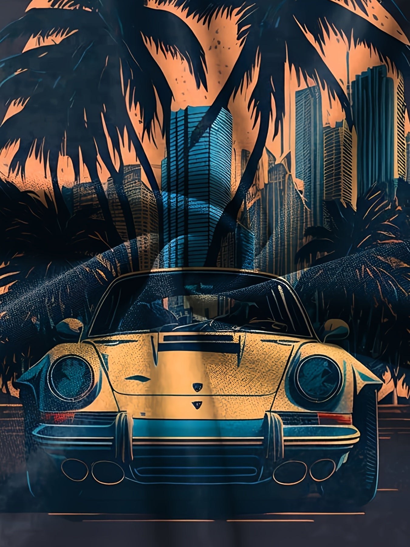 Vintage Car Print Boy's Round Neck Casual Short Sleeve T shirt