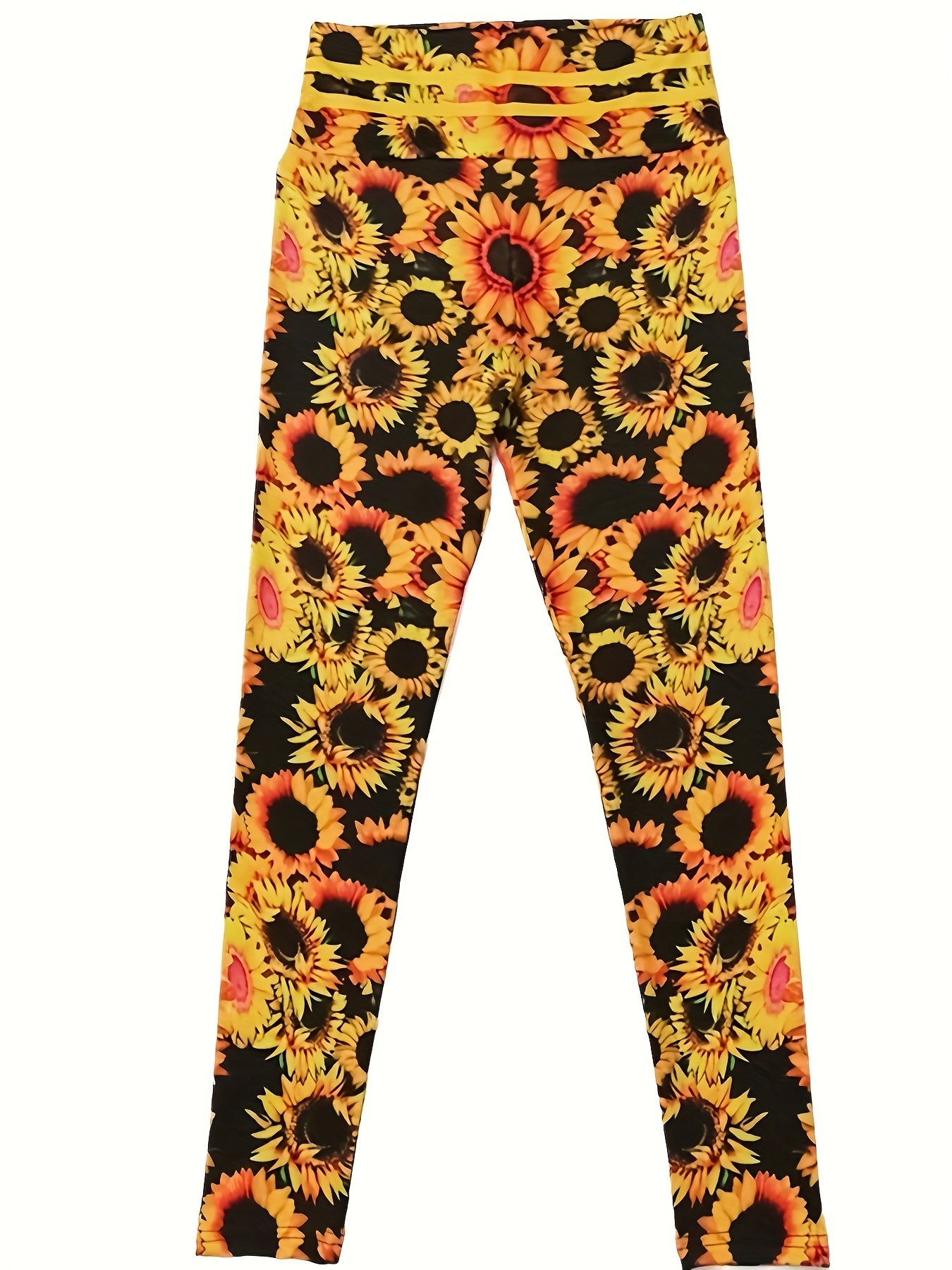 Sunflower Print Yoga Pants High Stretch Leggings Women's Activewear