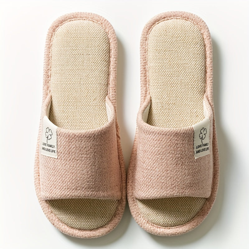 Women's Linen Slippers Soft Sole Slip On Shoes Comfortable Bedroom Shoes